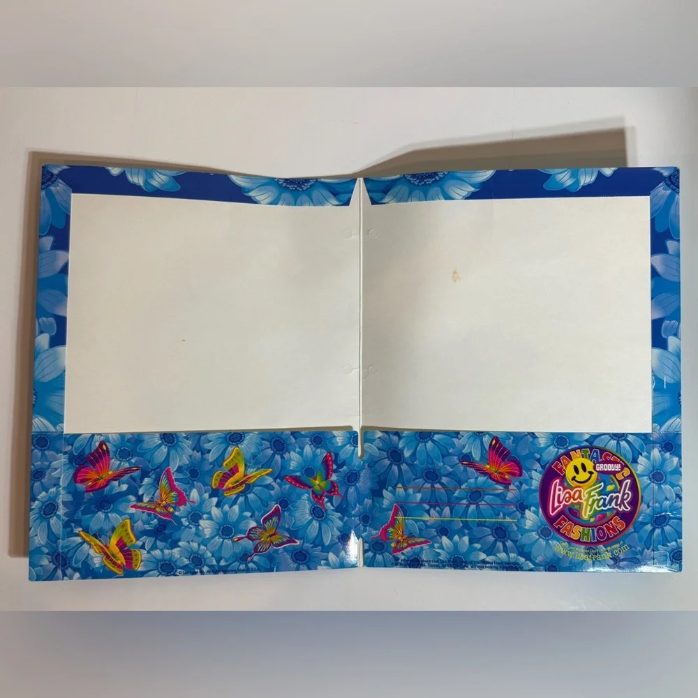 VTG Lisa Frank Butterflies Flowers Fantastic Unpunched Groovy 2-Pocket Folder